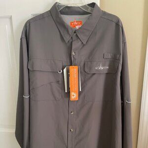 Men’s 2XL Habit Solar Factor UPF 40+ long sleeve gray vented fishing shirt, new